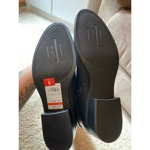 Ralph Lauren Madison burnished riding boot Black brown buckle NWT size 9 Women’s - Picture 5 of 6